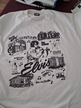 Screen Stars Best Vintage Elvis Graphic Tee XXL White Black